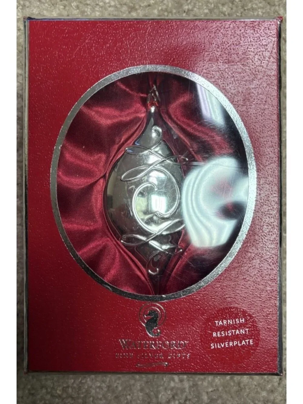WATERFORD Collectible Silverplate BALLET RIBBON PENDANT ORNAMENT #803 RARE FIND